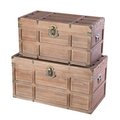 Vintiquewise Wooden Rectangular Lined Rustic Storage Trunk with Latch, PK 2 QI003512.2